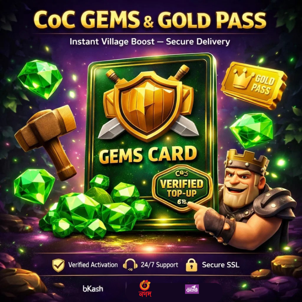 Clash of Clans (CoC) Gems & Gold Pass - Direct Top-Up